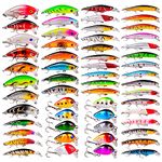 Floating Topwater Fishing Lures Set Minnow Crankbait for Bass Trout Perch Hard Baits Catfish Lure Saltwater Boat Bait Casting Tackle Fishing Kits 56pcs