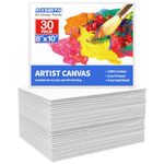 FIXSMITH Canvases for Painting 30 Pack - 8 x 10 Inch Painting Canvas Panel Boards - 100% Cotton Primed Canvases - Super Value Pack - Artist Canvas Board for Acrylic, Oil & Tempera Painting