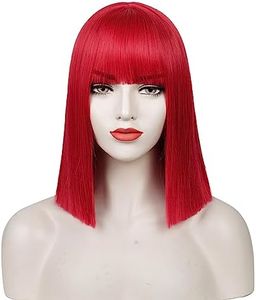Parrucca Corta Rossa Bob con Bang, TOMIGO Parrucca Corta Rossa Dritta Parrucca Rossa Bob Sintetica Per Donne Tutti i Giorni e Cosplay