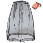 Cinvo Head Net Mesh Bug Net Face Netting Updated Bigger Size for Mosquitoes Bugs No See Ums Insects Gnats Midges from Outdoor, Spacious Net Room Works Over Most Hats Comes with Free Stock Pouch- Black