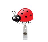 Smiling Ladybug Animal Nurse Badge Reel- Cute RN Retractable ID Holder with Rotating Alligator Clip for Hospitals Doctors and Office Staff