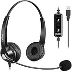 USB Headset with Microphone Noise Cancelling, Wired Computer Headset with in-Line Controls for PC Mac Laptop, Ultra Comfort USB Headphone Work from Home, Office, Call Center, Classroom, Skype, Zoom