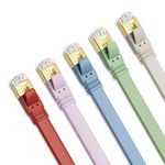 Yauhody Ethernet Cable CAT8 6ft (5 Pack) Morandi Colors, High Speed CAT 8 Flat 40Gbps 2000MHz Gigabit Network Internet RJ45 LAN Shielded Patch Cable for Gaming/PS5/PS4/Xbox Series/PC/Router/Modem/Hub