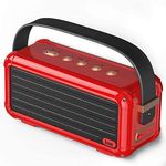 Divoom Mocha Retro Portable Bluetooth Speaker with 40W Stereo Sound, Bassup, Bluetooth 5.0, 25-Hour Playtime, Perfect Speaker for Home, Party, Outdoors, Travel (Red)