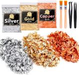 CHMI Gold Foil Flakes for Resin -15g, Jewelry Making, Imitation Gold Foil Flakes Metallic Leaf for Nails, Painting, Crafts, Slime and Resin Jewelry Making (Gold, Silver, Copper Colors)