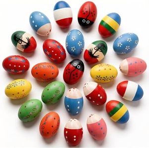 Peohud 24 Pieces Wooden Egg Shakers, Maracas Percussion Musical Eggs for Kids, Musical Instruments Toys for Toddler Baby Music Learning