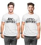 Hangout Hub Men's Round Neck T-shirt Big Brother Little Brother (White;Big Bro- L (40), Lit Bro- XL (42) ;) Pack of 2 Sibling Family T shirts