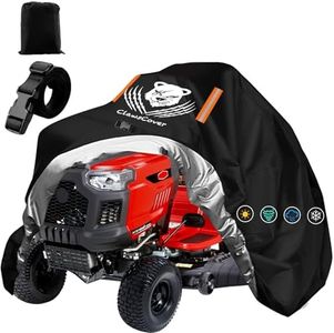 Riding Lawn Mower Cover Waterproof Outdoor, Heavy Duty 600D Polyester Cloth Ride-on Tractor for UV,Dust,Rain,75"Lx49"Wx49"H Universal Fit for Garden Lawnmower,Windproof Nylon Straps,Black-Premium