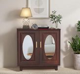 CORSICA DESIGNS Mirror Accent 2.5FT Wooden Storage Cabinet for Living Room, Bedroom, Dining and Home, Modern Sideboard Organizer with Drawers and Shelving, Small Console Table for Hall and Entryways