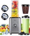 VEWIOR 1000W Blender for Shakes and Smoothies, Personal Blender with 6-Edge Blade, 22oz*2 BPA Free To-Go Cups, 3 Modes Control, Suitable for Kitchen, Ideal for Frozen Drinks (Gray)