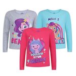 My Little Pony Girls Long Sleeve Shirt 3 Pack Set for Big Kids, Pink, 10