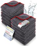 Glart 443TP4 443TP Premium Fleece Car Microfibre Cloths with 600 GSM Absorbent and Ultra Soft Lint Polishing Cloths for Cars and Motorcycles 40 x 40 cm Anthracite/Red Pack of 4