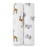 aden + anais Cotton Muslin Swaddle - 2 Pack Squares | Large Receiving Blankets for Girls & Boys | Ideal Newborn Babies & Infant Swaddling Wrap Set | Perfect Jungle Jam, 0-3 Months