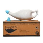 HealthGoodsIn - Ceramic Neti Pot for Nasal Cleansing Crackle Pattern Ivory | Natural Treatment for Sinus and Congestion | Ceramic Neti Pot with 5 Sachets of Neti Salt Instructions Leaflet