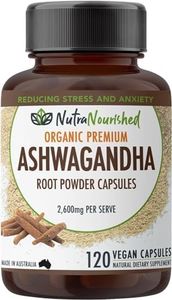 Premium Organic Ashwagandha Capsules (Vegan 120 Pills) - 2,600mg Withania Somnifera - Relieves symptoms of stress & mild anxiety - Ashwagandha Supplement for Energy Support