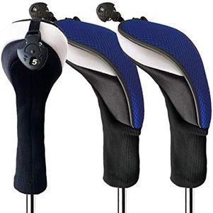 Golf Club Head Covers for Woods and Driver Hybrids Fairway Value Pack Protective Clubs Headcovers with Interchangeable No.Tags 1 3 5 (Fairway, 3 Pack-Blue)