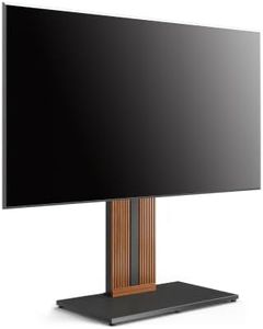 FITUEYES Wood TV Stand Swivel Mount with Hidden Back Storage for 55-88 inch TV Screens, Scandinavian Style Tall Floor TV Stand for Home Decor with Reinforced Base, Zen Series,Walnut