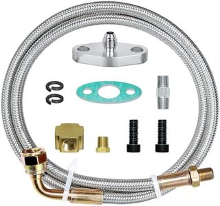 Turbo Oil Feed Line Kit Compatible with T3 T4 T60 T61 T70 1/8 PNT 90 Degree 41'' Universal Turbocharger 4AN Braided Stainless Steel Oil Feed Line with 1/8 NPT Fitting