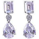 Ratnavali Jewels Brass Silver Plated American Diamond Earrings For Women & Girls, White