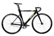 FabricBike AERO - Fixed Gear Bike, Single Speed Fixie Bicycle, Aluminium Frame and Carbon Fork, Wheels 28", 5 Colours, 3 Sizes, 7.95 kg (M size) (Glossy Black & Gold, M-54)