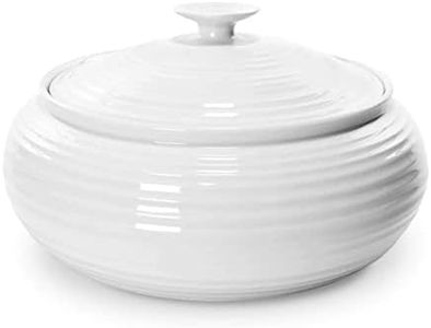 Portmeirion Sophie Conran Low Covered Dish | 3 Qt. White Round Serving Dishware | Made from Fine Porcelain | Dishwasher and Microwave Safe | Perfect for Casserole