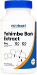 Nutricost Yohimbe Bark Extract 450mg (9mg Yohimbine Alkaloids), 120 Capsules - Extra Strength, Gluten Free, Non-GMO