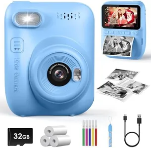 Kids Instant Print Camera, 3.0-inch HD Screen 32MP Photo Instant Digital Camera Christmas Birthday Gifts Toys for Children Girls Boys Age 3-12 - Blue
