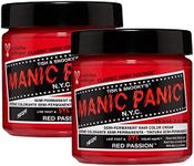 MANIC PANIC Red Passion Hair Dye – Classic High Voltage - (2PK) Semi Permanent Hair Color - Glows in Blacklight - Medium Strawberry Red With Pink Tint - Vegan, PPD & Ammonia Free - For Coloring Hair