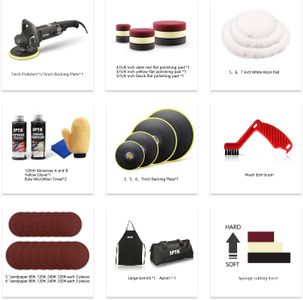 SPTA 7" Rotary Buffer Polisher Set – 180mm Car Polishing Machine & Pads