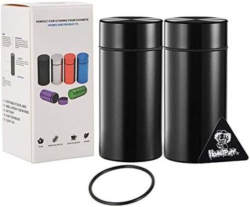 2x Stash Jar - Airtight Water Proof/Smell Proof Durable Multi-Use Portable Aluminum Herb Container Screw-top Lid Lock Odor Black