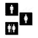 Vertical Root Inc® Premium Black & White Acrylic Restroom Men Women Door Sign 5.8 INCH X 5.8 INCH Easy to Mount Self-Adhesive Tape Signage for Hotel Office Hospital Business ETC.