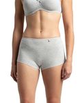 Jockey SS04 Women's High Coverage Super Combed Cotton Elastane Stretch Mid Waist Boy Shorts with Concealed Waistband and StayFresh Treatment_Steel Grey Melange_M