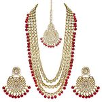 Aheli Indian Traditional Necklace Earrings Maang Tikka Set Bollywood Fashion Wedding Party Jewelry for Women