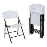 Lifetime 42810 Light Commercial Folding Chair, White Granite with Gray Steel Frame, 4-Pack