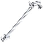 Singing Rain 15'' Extra Long Solid Brass Chromed Shower Extension Arm with Locking Nuts, Height and Range Adjustable, G1/2 Universal Connector