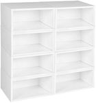 Niche Cubo Storage Organizer Open Bookshelf Set- 8 Half Size Cubes- White Wood Grain