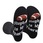 PXTIDY Rugby Lover Socks Rugby Player Gifts Rugby Is My Therapy Novelty Socks Rugby Team Rugby Gifts for Rugby Fans Coaches