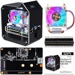 GeeekPi Mini Tower NAS Kit for Raspberry Pi, Ice Tower Cooler for Raspberry Pi with PWM RGB Fan, M.2 SATA SSD Expansion Board, GPIO 1 to 2 Expansion Board Only for Raspberry Pi 4 Model B