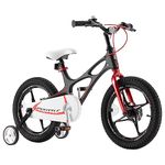 RoyalBaby Space Shuttle Kid’s Bike, Lightweight Magnesium Frame, Dual Disk Brakes, 14" 16" 18" Bikes Available in Black, Lilac and White (Black, 16 Inch with Kickstand and Training Wheels)