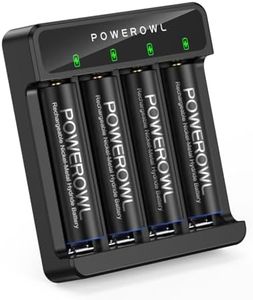 POWEROWL Rechargeable Battery AA with Charger, 2800mAh High Capacity Low Self-Discharge Ni-MH Double A Battery, 4 Count