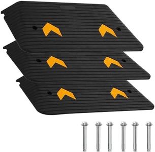 GarveeTech 3 Pack 4" Rise Rubber Threshold Ramp 33,069LBS Capacity, Heavy Duty Wheelchair Ramp with Cable Protector & All-Weather Non-Slip Surface for Doors, Cars & Pets