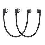 Kallaudo 90 Degree Short Micro USB Cable 25CM Right Angle USB 2.0 A Male to Left and Right Angle Micro USB Male Cable Charging Data Sync for Power Bank, Android Phone,Black (2Pack)