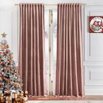 Timeper Mauve Velvet Curtains - Wild Rose Pink Light Blocking Bedroom Curtains 96 inches for Kids Gilrs, Back Tab Luxury Curtains for Dining/Nursery, W52 x L96, 2 Panels