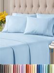 Queen 6 Piece Sheet Set - Breathable & Cooling Sheets - Hotel Luxury Bed Sheets - 1 Flat Sheet, 1 Fitted Sheet & 4 Pillowcases - Deep Pocket - Easy Fit, Soft & Wrinkle Free - Queen Baby Blue Sheets