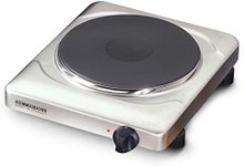 ROMMELSBACHER Single Hotplate THS 2022/E - Made in Germany, XXL Cast Iron Heating Plate 220 mm Diameter, 7-Stroke Switch, Power-Controlled Control, Overheating Protection, 2000 Watt, Stainless Steel