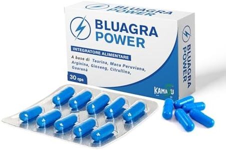 Kamasù pillole Potenza blu Vigore Forte energizzante Uomo Concentrato di L taurina Integratore di macanera peruviana,ginseng L arginina- citrullina guaranà Forza e resistenza