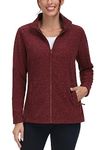 TACVASEN Fleece Jacket Women Plus Size Womens Fleece Jacket Full Zip Spring Jackets Light Jackets for Women Athletic Jacket Wine Red L