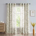 Urban Space Sheer Linen Curtains for Window, Light Filtering Linen Textured Decorative Curtains with Grommet Curtains and Tieback for Bedroom, Set of 2 Curtains, (Window - 5 Ft X 4 Ft,Leaf Grey)