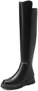 DREAM PAIRS Women's Knee High Boots, Platform Chunky Heel Thigh High Fashion Over The Knee Boots,Size 6,Black,SDOB2407W