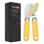 Can Opener Manual, Can Opener with Magnet, Hand Can Opener with Sharp Blade Smooth Edge, Handheld Can Openers with Big Effort-Saving Knob, Can Opener with Multifunctional Bottles Opener, Yellow